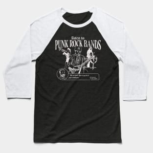 Listen to Punk Rock Bands // Funny Vintage Soviet Style Punk Rock Graphic Baseball T-Shirt